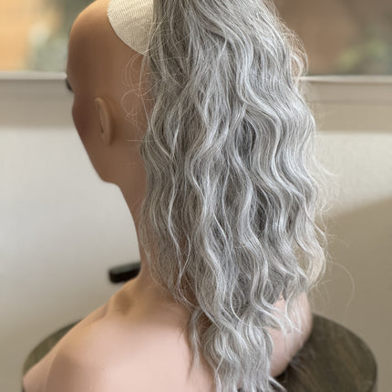 Tillstyle silver loose body wave clip in ponytail grey clip in pony tail