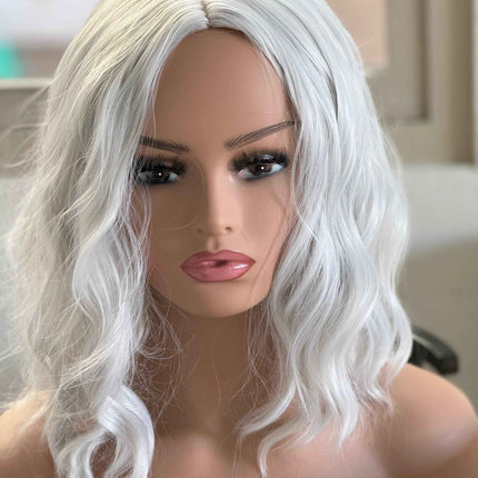 Tillstyle white wavy wig shoulder length