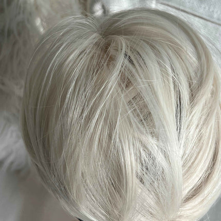 Tillstyle elastic Hair bun scrunchie  tousled updo chignon straight hair bleach blonde