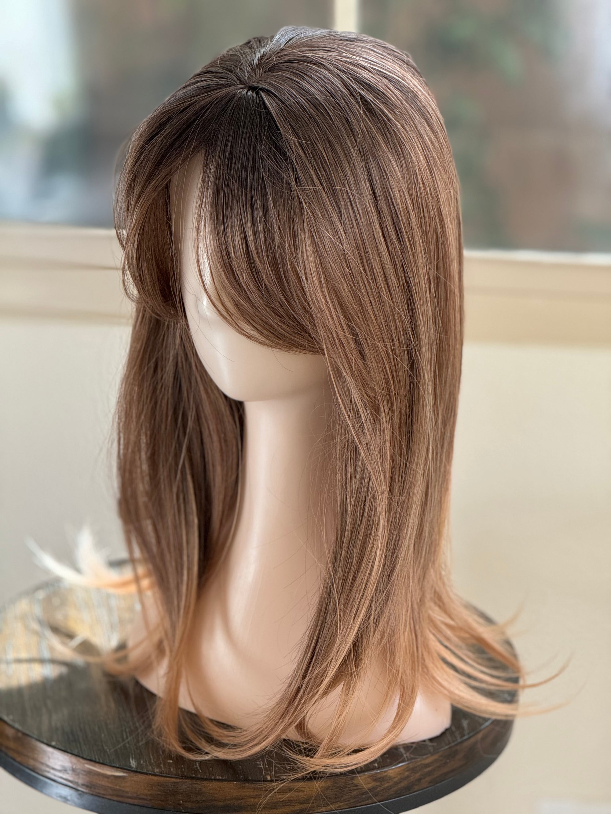 Tillstyle highlighted brown hair toppers with bangs