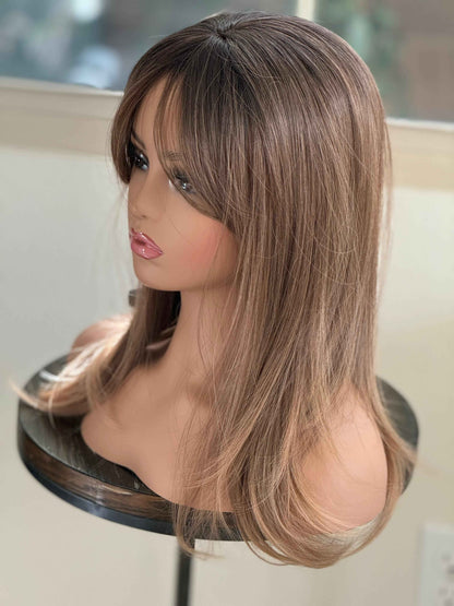 Tillstyle ombre brown hair toppers with bangs