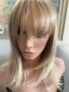 Tillstyle mixed blonde water wave wig blonde with highlights wig with bangs layered synthetic wig