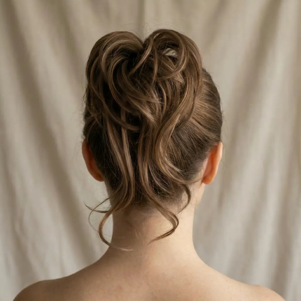 Till style Straight Hair Bun with bangs