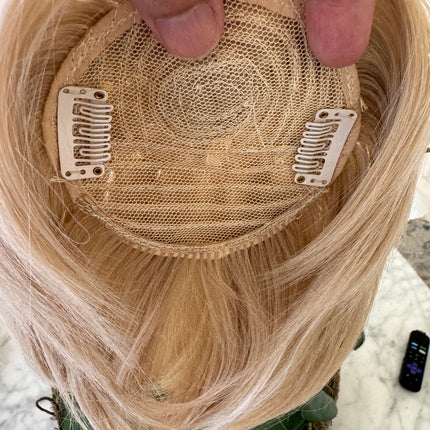 Tillstyle blonde top hair piece honey blonde clip in hair toppers for thinning crown