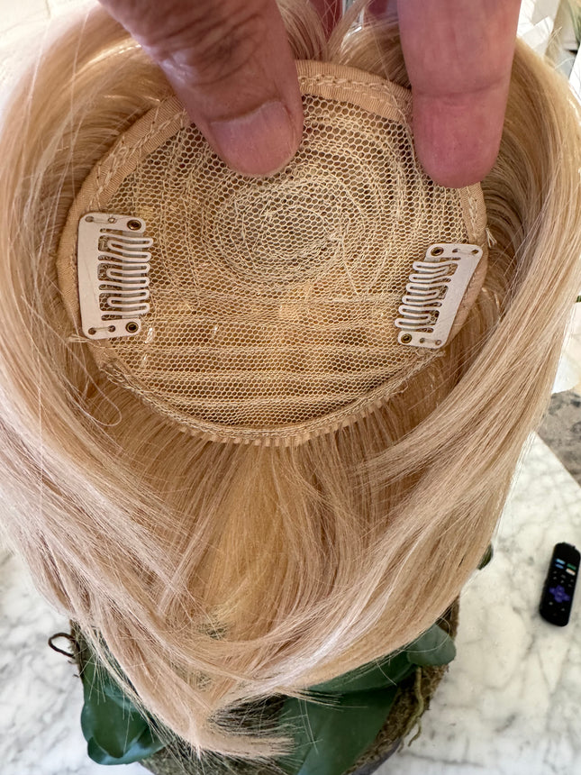 Tillstyle blonde top hair piece honey blonde clip in hair toppers for thinning crown