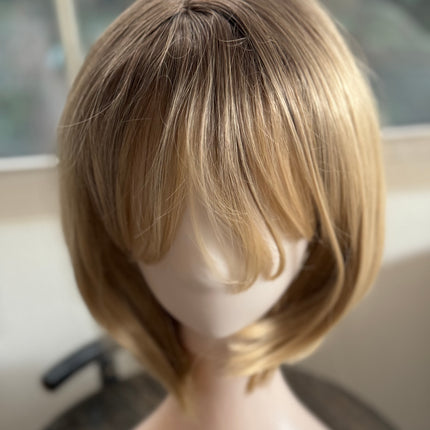 Tillstyle Blonde bob wig with bangs  ombre blonde short hair wigs for women