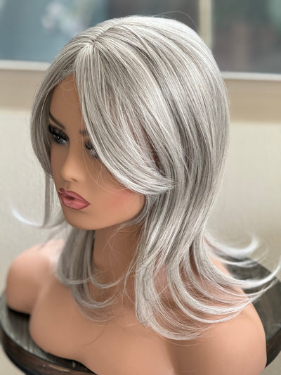Till style silver white hair toppers for women / bangs