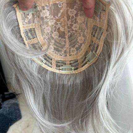 Till style silver blonde hair toppers for women / bangs