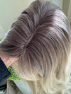 Tillstyle  ash blonde with ash brown roots hair toppers with bangs