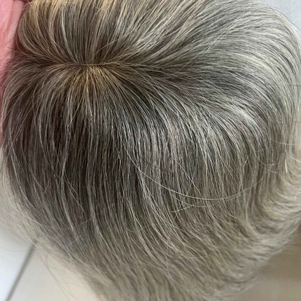 Human hair Toppers for women blonde grey salt and pepper