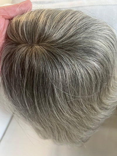 Human hair Toppers for women blonde grey salt and pepper