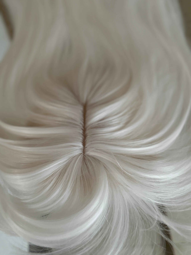 Tillstyle bright White hair topper with bangs