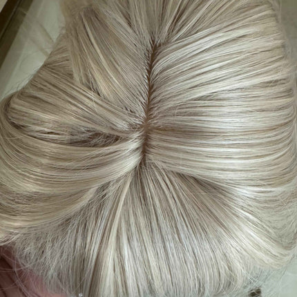 Tillstyle White hair topper with bangs/ash blonde highlighted