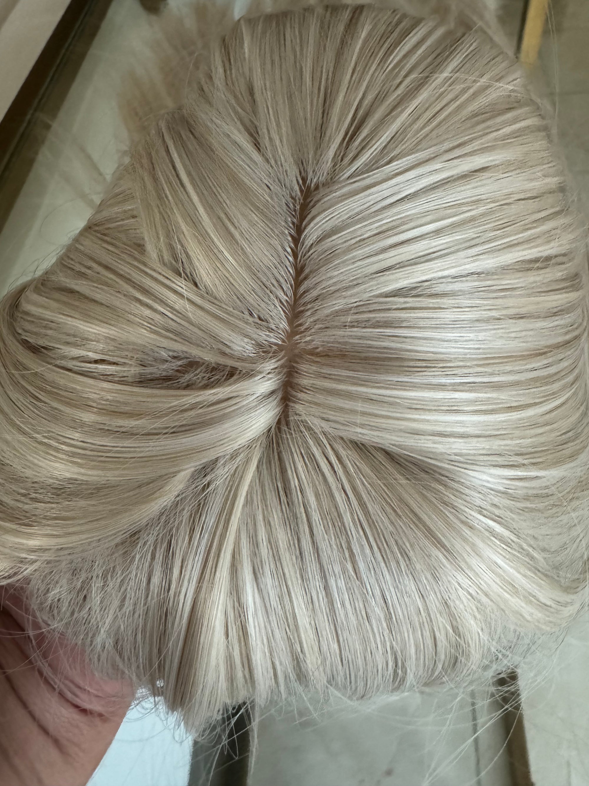 Tillstyle White hair topper with bangs/ash blonde highlighted