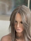 Till style grey ash brown highlighted grey hair toppers for women / bangs
