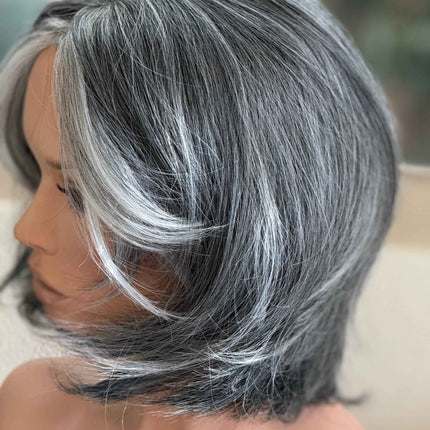 Tillstyle  grey layered wig /pale white ends/bangs