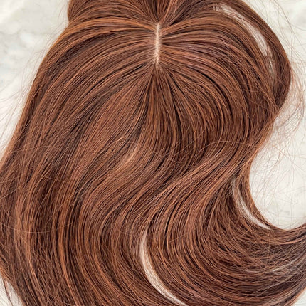 Tillstyle orange brown hair toppers/high quality synthetic hair/thinning crown short hair styles real part breathable base