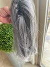 Tillstyle medium grey ponytail with creamy white ends