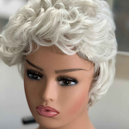 Tillstyle white curly wig /short wig