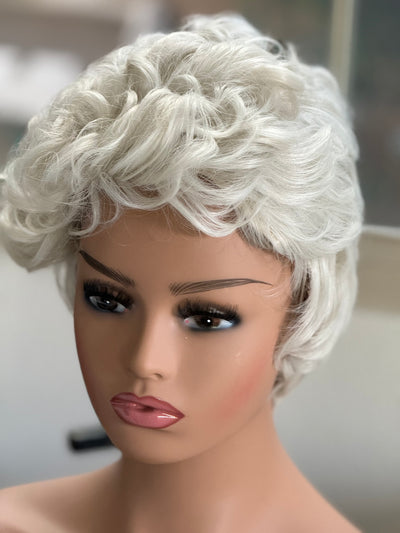 Tillstyle white curly wig /short wig