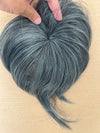 Tillstyle top hair piece 100%human hair bleach grey mixed white salt and pepper clip in hair toppers for thinning crown