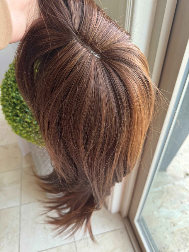 Tillstyle long  wig with bangs caramel brown