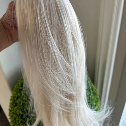 White blonde claw clip pony tail