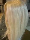 Till style remy human Hair Topper clip in hair piece Women Platinum Blonde