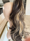 Tillstyle  brown with ombre /ash blonde highlights clip in ponytail