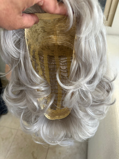 Tillstyle  silver white curly wig /short wig