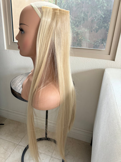Till style ash blonde with highlights long straight hair extensions clip in