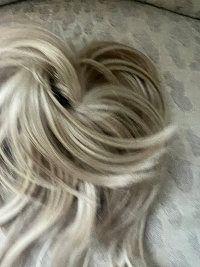 Tillstyle elastic hair-bun scrunchie with bangs hair pieces for women light blonde