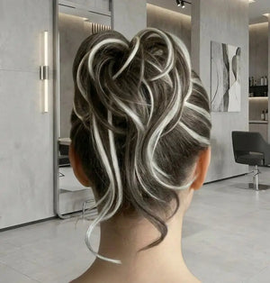 Till style Straight Hair Bun with bangs