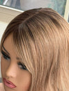Till style remy human Hair Toppers with bangs ombre /brown roots