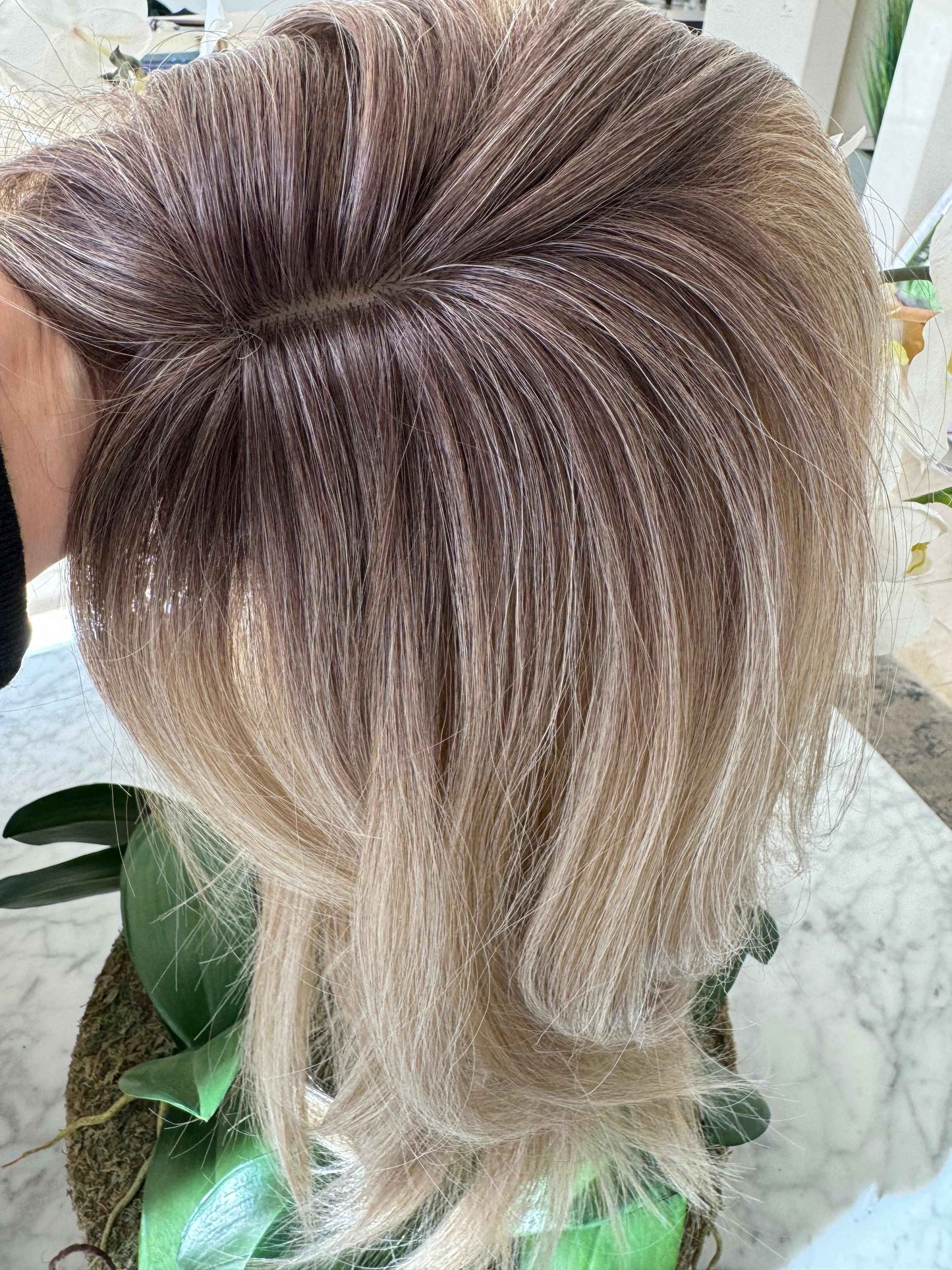 Tillstyle blonde topper with bangs ash blonde/ brown roots