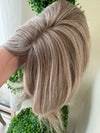 Till style ash brown highlighted grey hair toppers for women / bangs