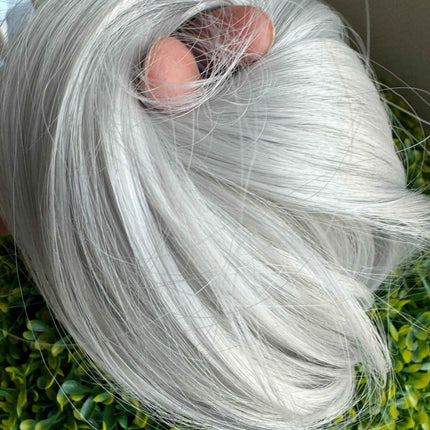 Tillstyle light grey straight hair bun