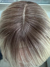 Till style remy human Hair Toppers with bangs blonde ash brown roots