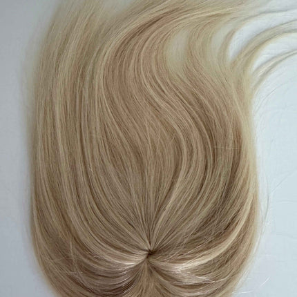 Tillstyle top hair piece 100%human hair light blonde #60clip in hair toppers for thinning crown