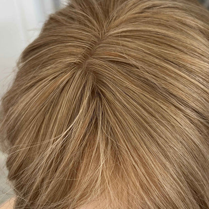 Blonde Synthetic hair toppers with bangs blonde