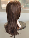 Tillstyle long  brown wig with bangs caramel highlights