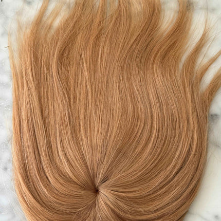 Tillstyle top hair piece 100%human hair honey blonde clip in hair toppers for thinning crown