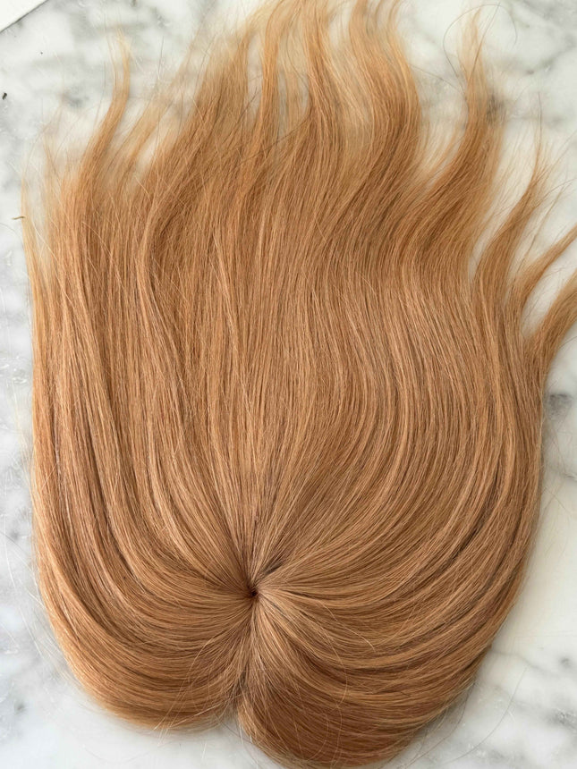 Tillstyle top hair piece 100%human hair honey blonde clip in hair toppers for thinning crown