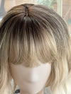 Tillstyle  short blonde wig ash brown roots wig loose body wave air bangs