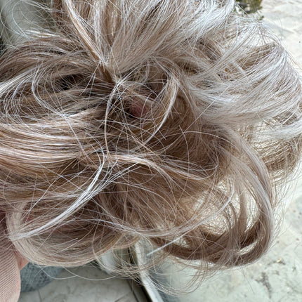 Tillstyle  white brown ash messy hair bun curly hair bun pieces creamy ends