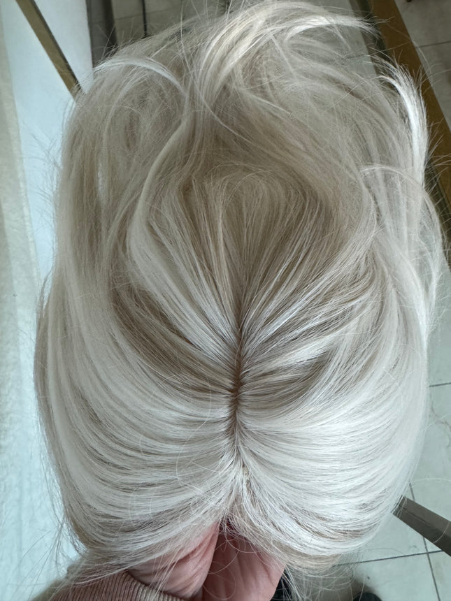 Till style white hair topper ash brown highlighted