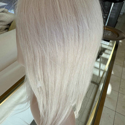 Ice blonde  /white  blonde virgin human hair topper mono mesh base