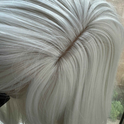 White straight wig with bangs