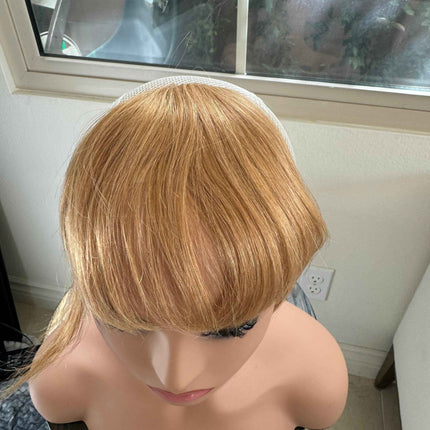 Tillstyle clip in 100 % human hair french bangs  caramel blonde