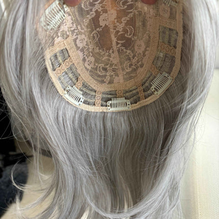 Till style white silver  hair toppers for women / layered /bangs